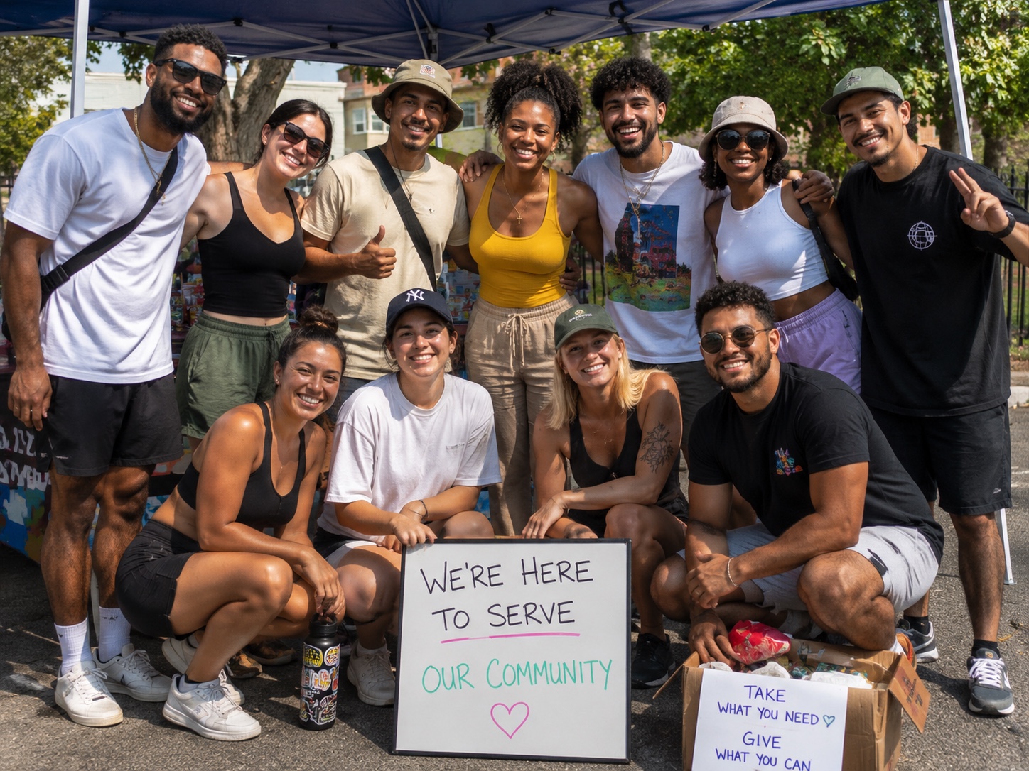 Community outreach volunteers smiling together